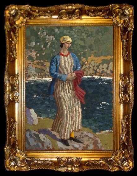 framed  John Augustus Atkinson Woman by a Riverbank, ta009-2